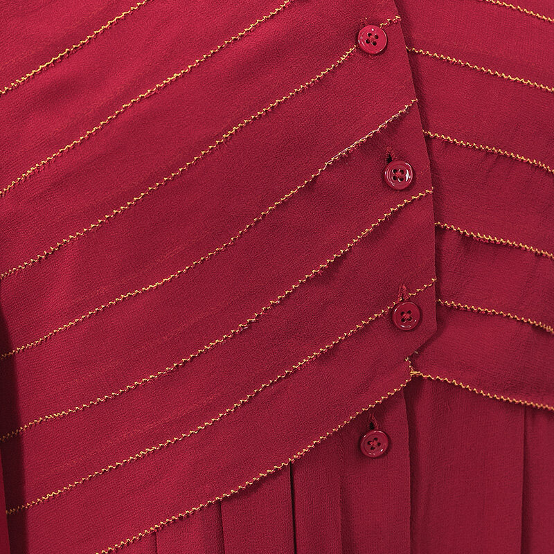 Silk Georgette Wine Red Lapel Flying Sleeve Fold Single-breasted Double-layer Wide-leg Jumpsuit KE379 Streetwear Mulheres Calças