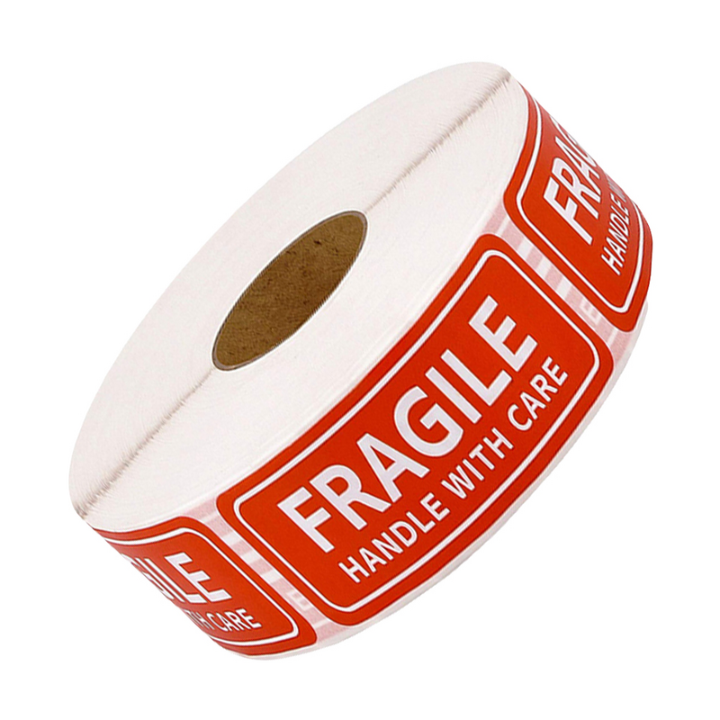 กล่องกระดาษห่อมีมือจับสติกเกอร์ที่เปราะบางและห่อด้วยความระมัดระวัง/จัดส่งป้ายสติกเกอร์กาวสำหรับการส่งกล่องกระดาษ