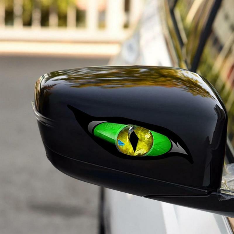 Motocicleta 3D Stereo Reflective Cat Eyes Sticker, Decalque criativo do espelho retrovisor para moto, carro, Auto Decoração Adesivos, 2pcs