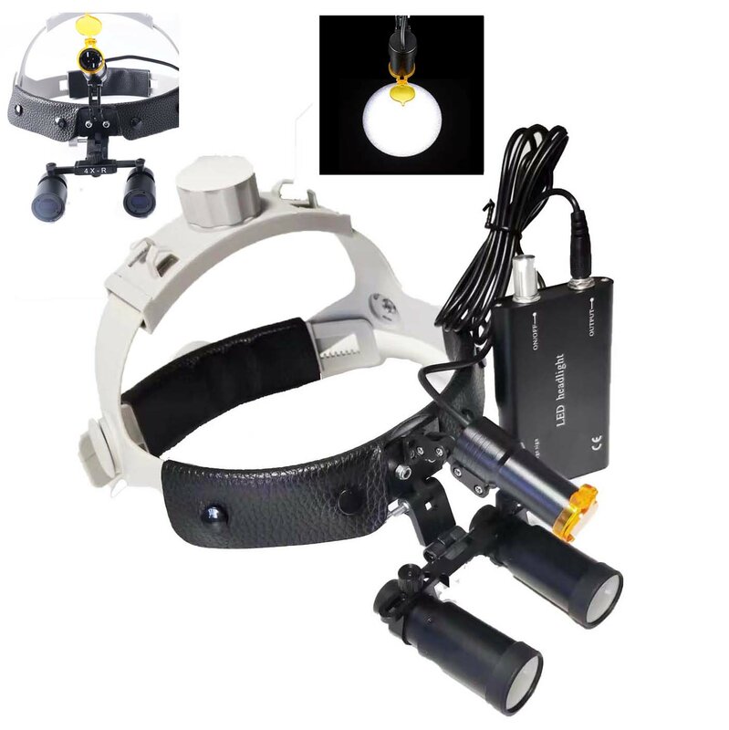 Lâmpada LED Head Light para lupas binoculares, Ponto de brilho dental, Farol ajustável do laboratório dental, Farol cirúrgico, 2.5X 8X