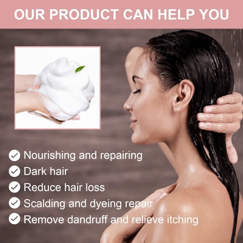 Shampoo nutritivo para cabelos, sabonete polygonum para escurecimento cabelos, sabonete natural para limpeza cabelos, anti