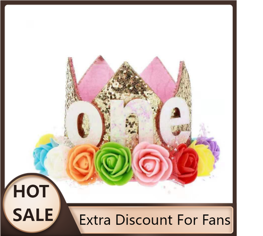 Hot Sale Birthday Party Hats Decor Cap One Birthday Hat Princess Crown 1st 2nd 3rd Year Old Number Baby Kids Hair Accessory