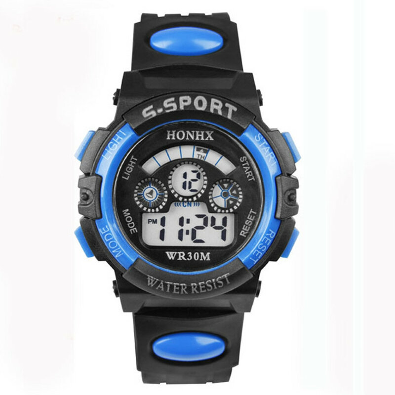 Модные спортивные водонепроницаемые часы, цифровые светодиодные Кварцевые спортивные наручные часы для мальчиков, электронные часы с отображением даты и времени