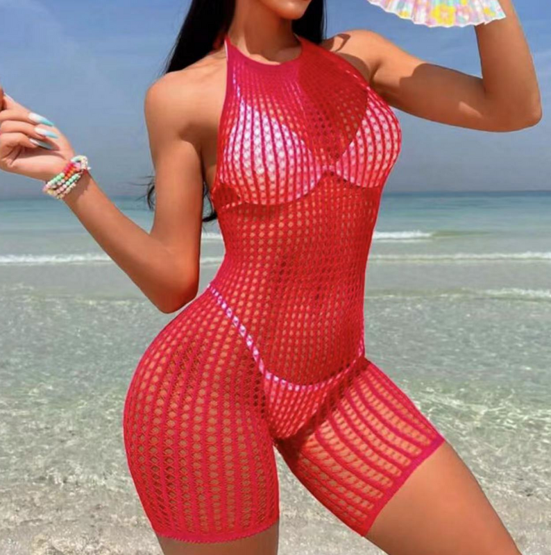 Sexy Halter neck fishnet dress short panty body stocking bodystocking lingerie