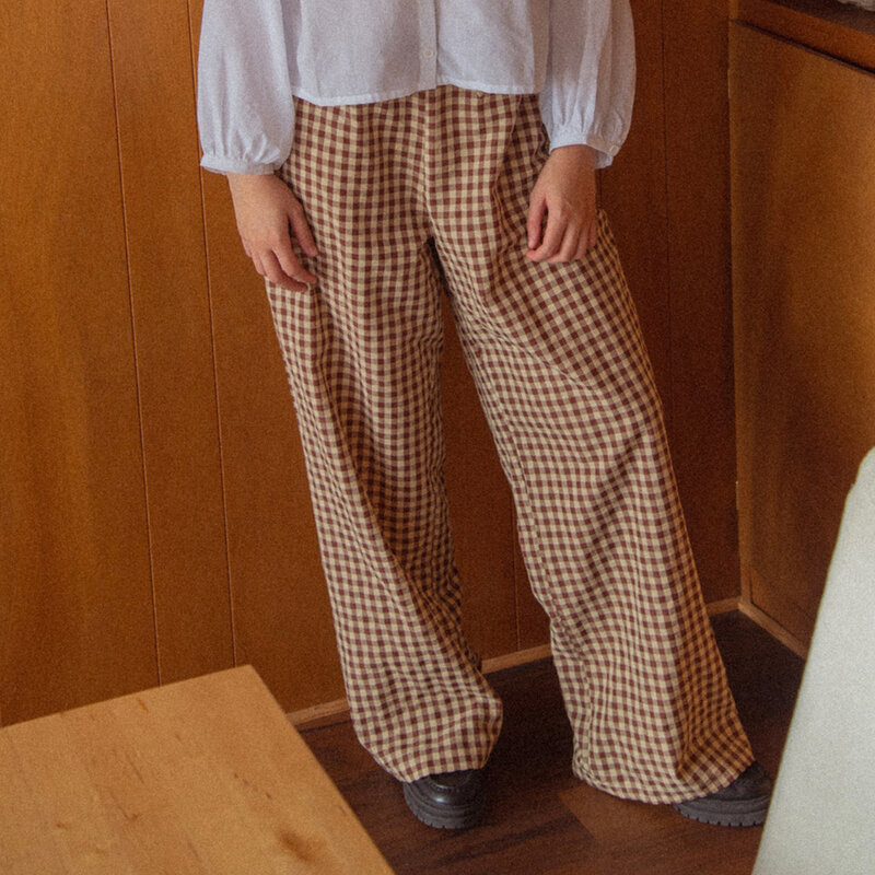 Женские брюки с широкими штанинами Gaono, винтажные брюки в клетку и в полоску, с эластичным поясом и карманами, пижамные штаны в стиле ретро, 2019