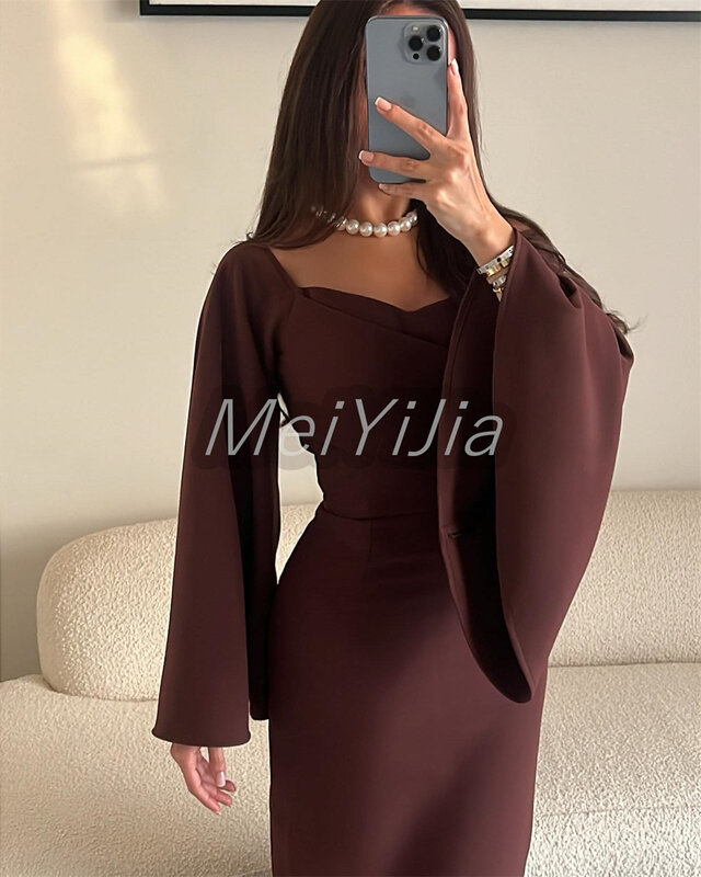 Meiyijia Abendkleid Saudi Ballkleid Vintage elegante Meerjungfrau Plissee Arabien sexy Abend Geburtstag Club Outfits Sommer
