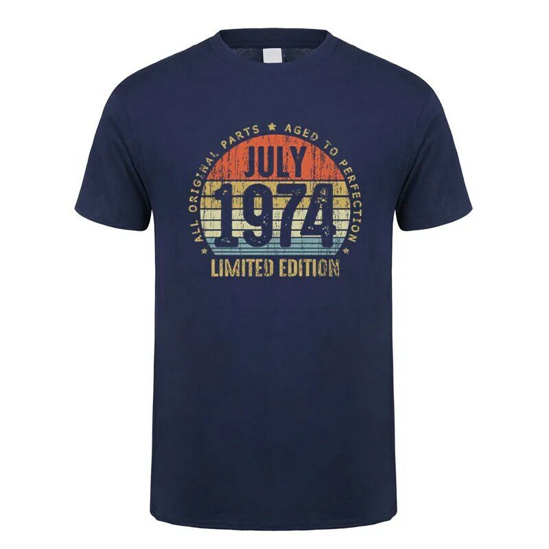 Wyprodukowano w kwietniu czerwiec 1974 T Shirt z krótkim rękawem urodzony w marcu październik listopad co miesiąc 1974 topy urodziny prezent Tee SD-004