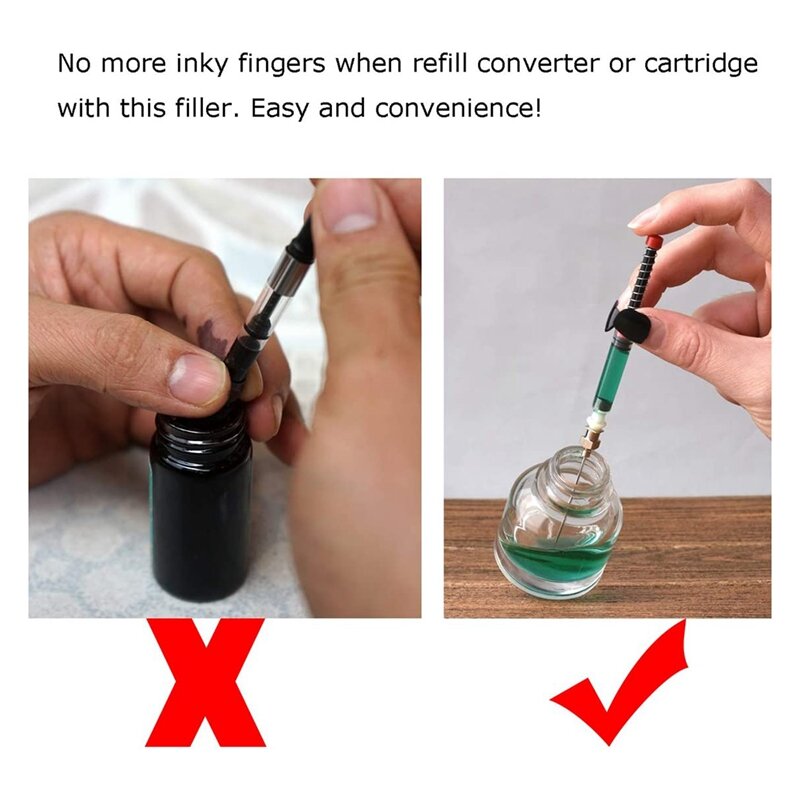 5 PCS Fountain Pen Ink Syringe Filler Pilot Metropolitan Fountain Pen Spring Converter With Removable Blunt Needle Tip