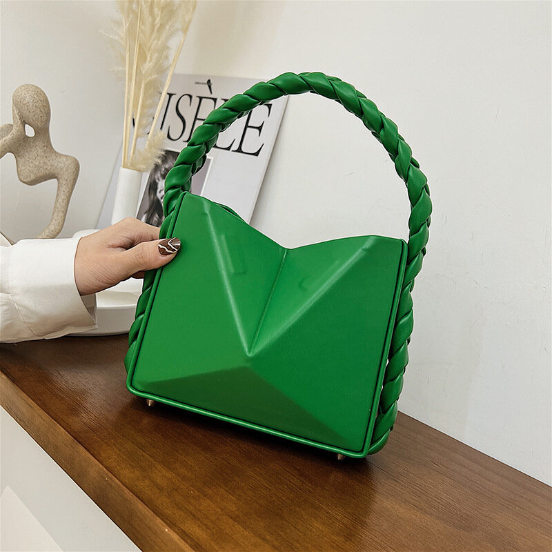 Shoulder Handbag Crossbody Bag Woman White Y2k Personalized Solid Color Street New Women's Irregular Triangle Folding Clutche