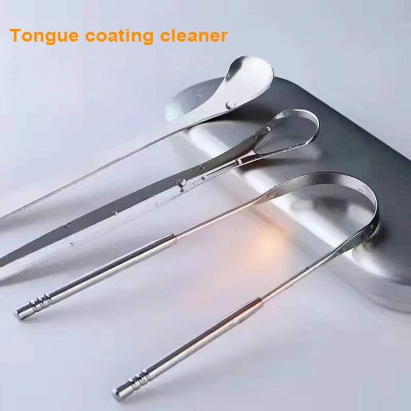1Pc Stainless Steel Tongue Scraper Cleaner Eliminate Bad Breath Cleaning Coated Tongue Toothbrush Dental Oral Hygiene Care Tools