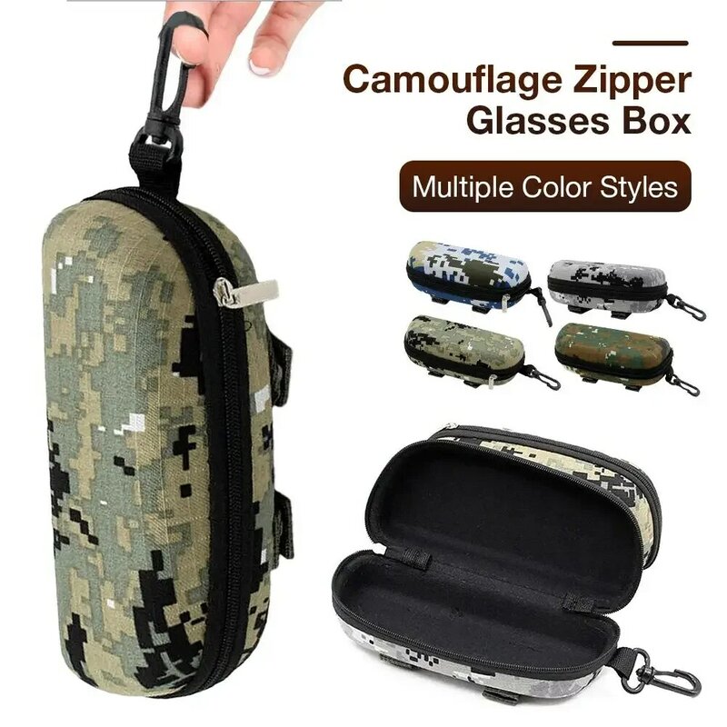 Eva camuflagem óculos caso, caixa de proteção unisex, zíper, impermeável, portátil, anti-knock