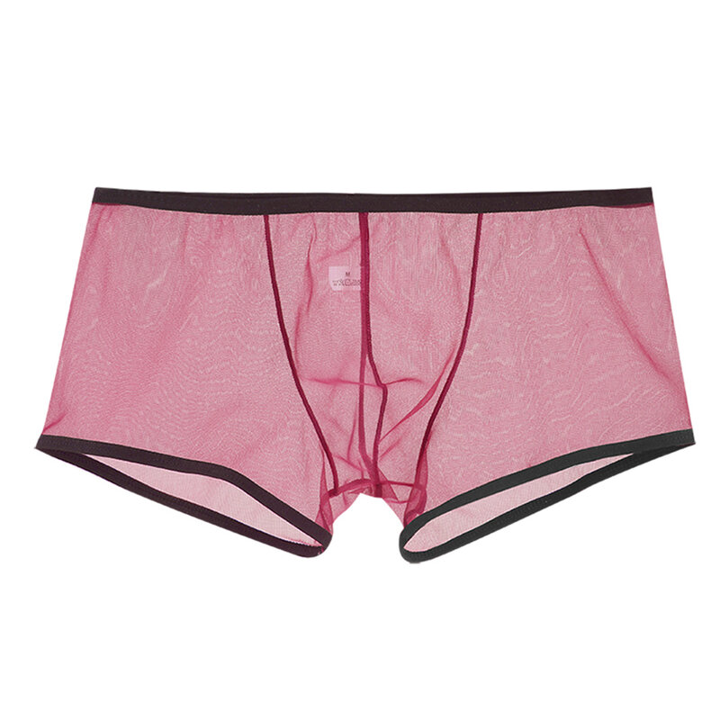 1pc Men's See Through Boxer Briefs Shorts Breathable Underwear U-convex Pouch Panties Mesh Low Waist Man Underpants