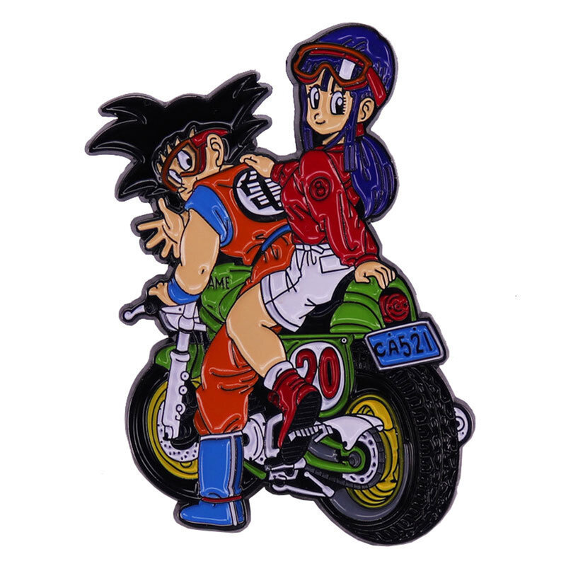 Accesorios de disfraz de DRAGON BALL, broche de aleación, Pin de Metal, insignia de Anime, Son Goku, Kakarotto, Chichi, motocicleta