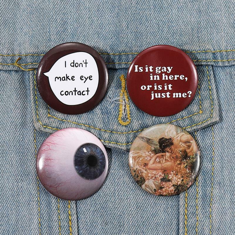 30Styles Fun Book Eye Tinplate Pins I Hate School Button Brooch Lapel Badges Cartoon Jewelry Gift for Kids Friends