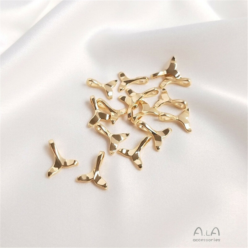 14K Gold-plated Whale Mermaid Tail Pendant DIY Handmade Bracelet Necklace Ear Pendant Accessories D056
