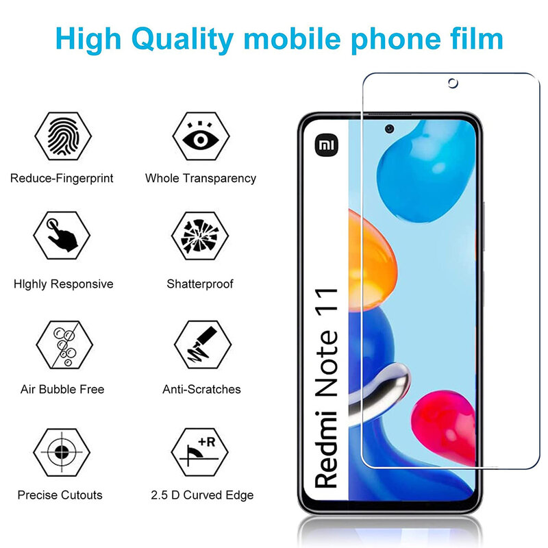 2/4Pcs Screen Protector Glass For Xiaomi Redmi Note 11 11S 11T Pro 4G Tempered Glass Film