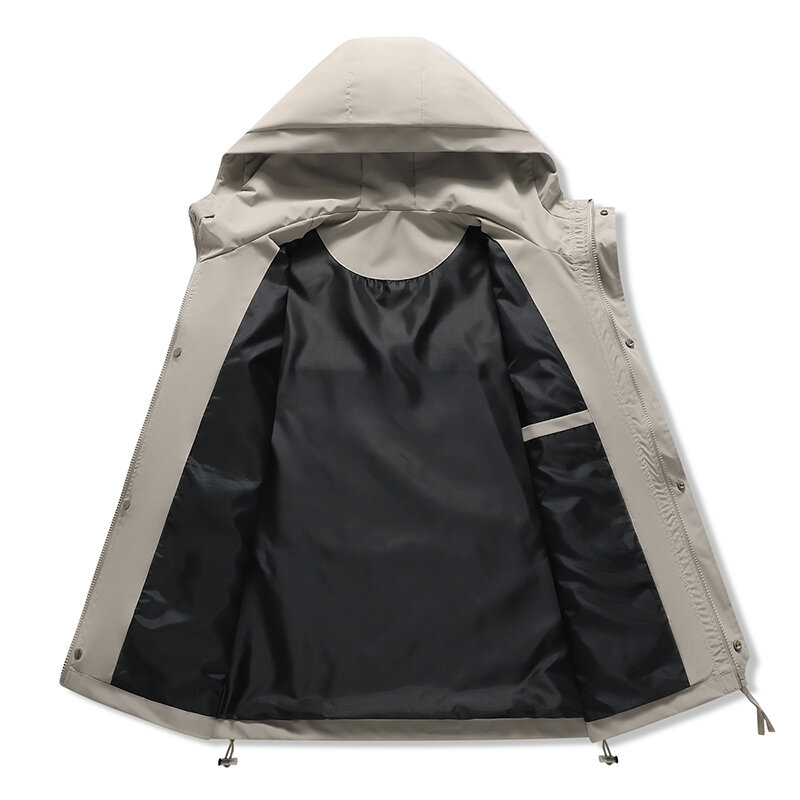 Abrigo de asalto para hombre, chaqueta holgada y cómoda de Color sólido para acampar al aire libre, impermeable, cortavientos de gran tamaño, primavera, 2024