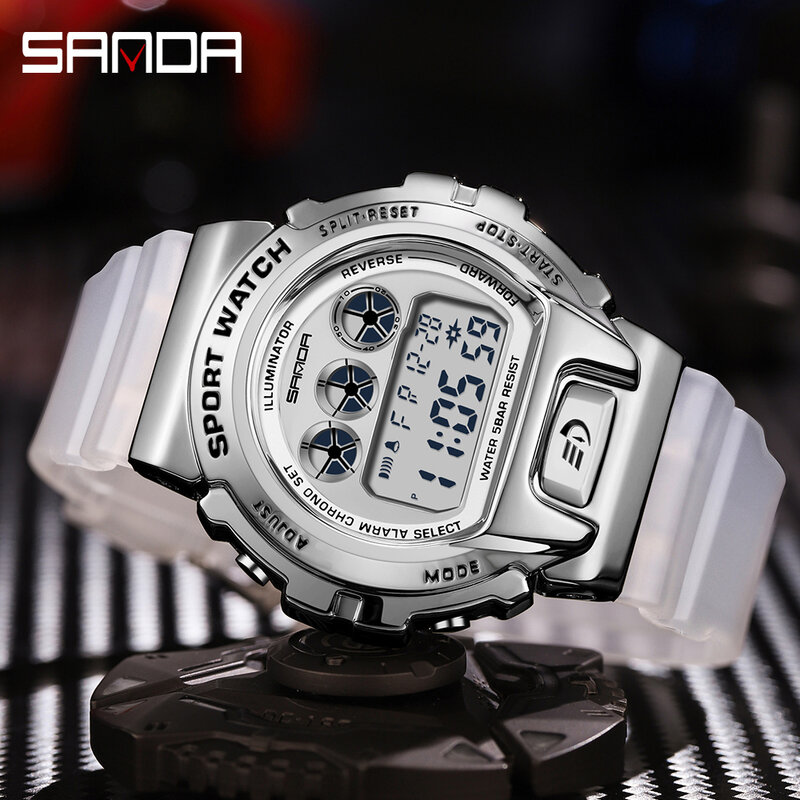 Часы наручные SANDA мужские электронные, роскошные светодиодные цифровые модные повседневные спортивные