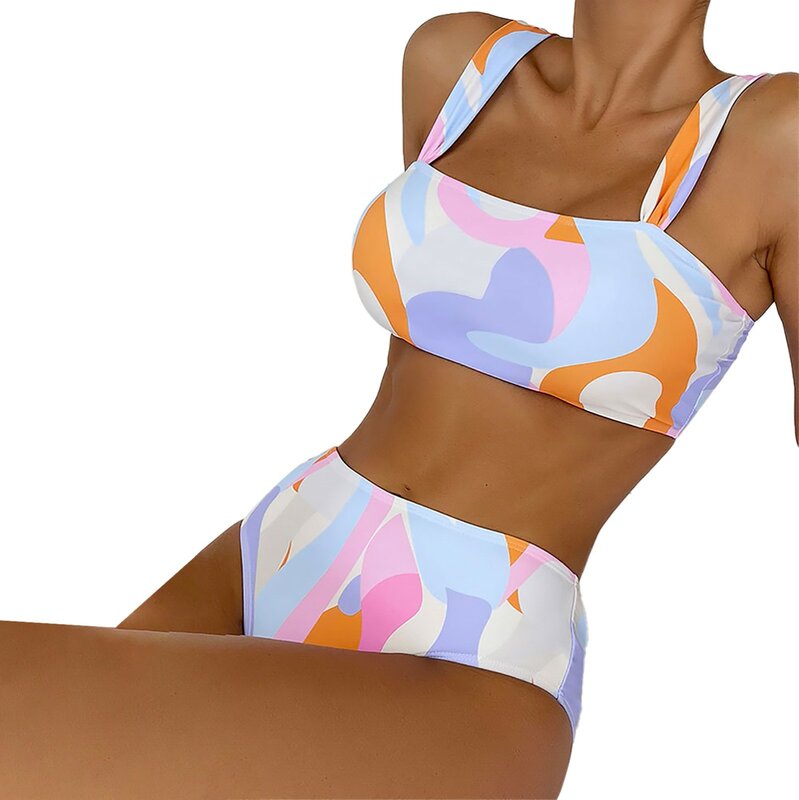 Bikini Bandeau de cintura alta para mujer, traje de baño Sexy, conjuntos de Bikini brasileño para playa, trajes de baño para mujer 2024