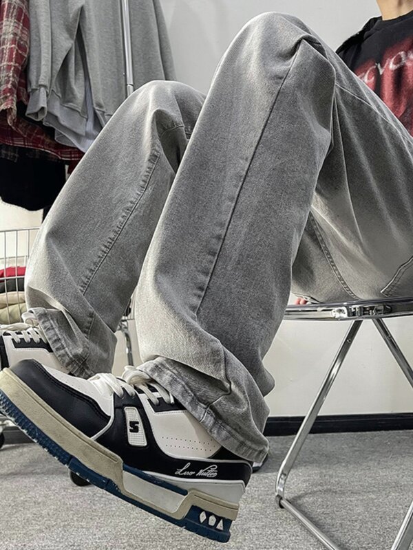 Jeans de algodão esticado masculino, calças jogger, calças harém, tamanho grande, moda outono, novo estilo, W404, 2024