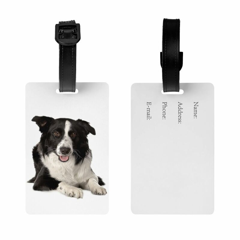 Custom Border Collie Luggage Tag Pet Dog Gift Travel Bag Suitcase Privacy Cover ID Label