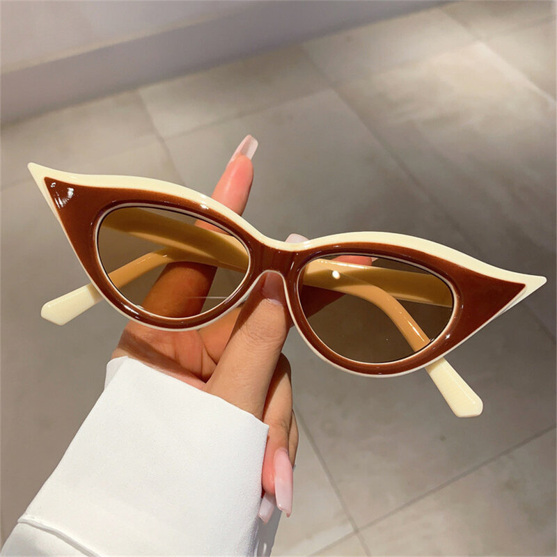 Солнцезащитные очки «кошачий глаз» женские, винтажные маленькие очки в оправе, в стиле ретро, с защитой UV400, модные, для вождения, 1 шт.