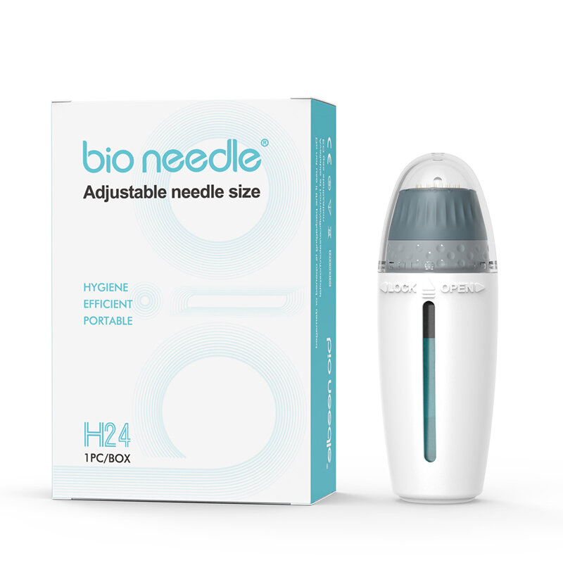 Mezoroller Beard Derma Stamp H24 Bio-Nadeln Micro-Needling Einstellbare Nadelgröße für Haarwachstumsbehandlung Microneedle MTS