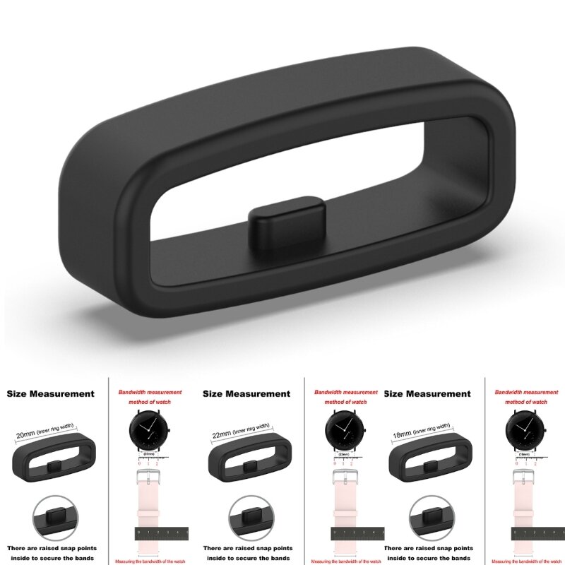 18/20/22mm Silicone Fastener Ring Wristband Keeper Replacement Accessories Belt  Smartwatch Strap Retainer Holder