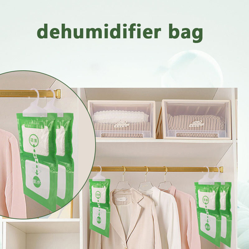 1 buah penyerap kelembaban portabel dehumidifier kantong kering dapat digantung lemari pengering dalam ruangan secara efektif menutupi kelembaban ekstra