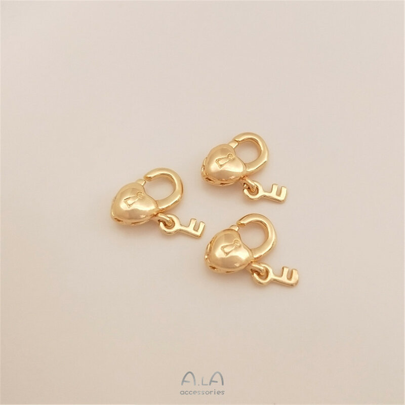14K Gold Heart Lock Lobster Clasp Handmade Spring Clasp DIY Bracelet Necklace Jewelry Connection Finishing Accessories B911