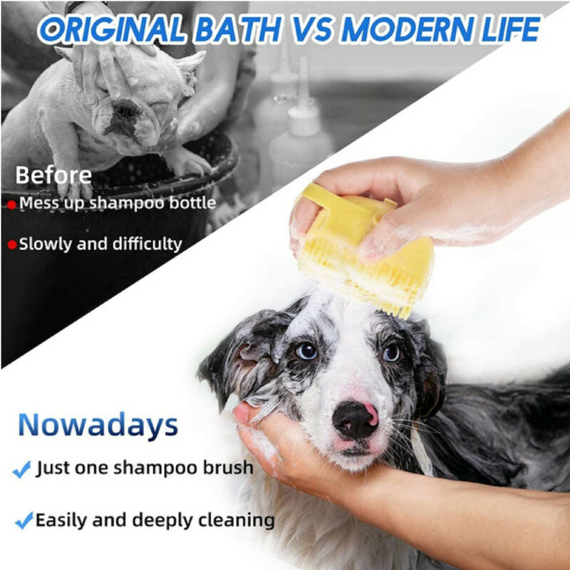 Nieuwe Zachte Siliconen Hondenborstel Pet Shampoo Massager Badborstel Badkamer Puppycat Wassen Massage Dispenser Trimmen Doucheborstel