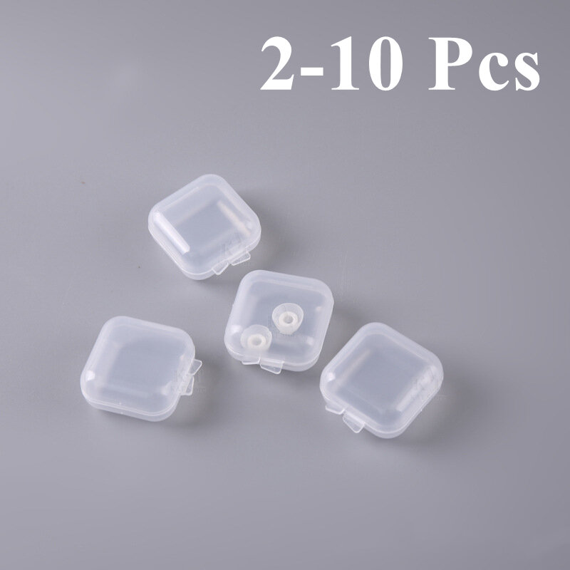 Caja de almacenamiento portátil de plástico transparente, pastillero multifuncional para joyería, tapones para los oídos, pequeños artículos diversos, 2-10 piezas