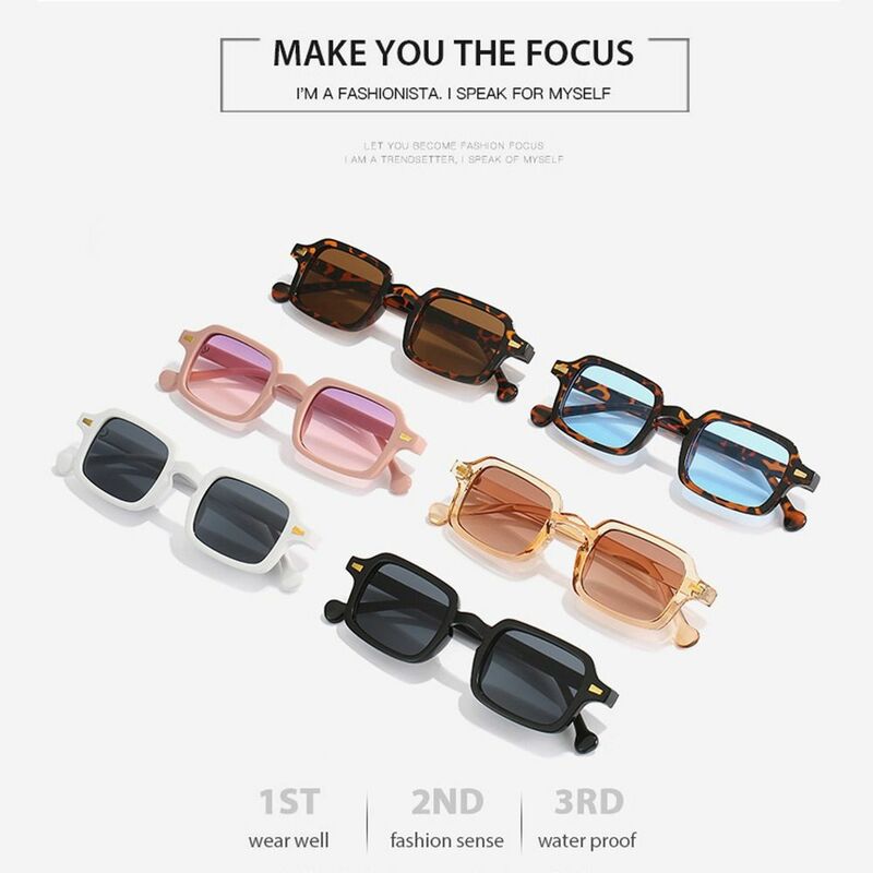 2024 Fashion Square Sunglasses Women Anti-glare Retro Rivets Decoration Gradient Shades UV400 Men Leopard Blue Sports Sunglasses
