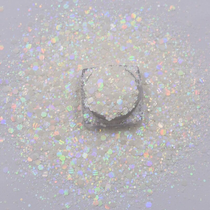 Hexágono holográfico glitter para nail art, tamanho misto, pó, diy, para a decoração do prego, macaron, 10 g/saco
