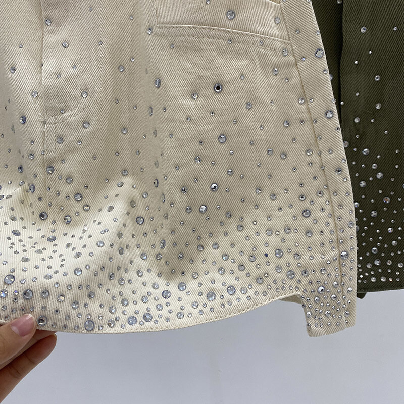 Falda vaquera con empalme de diamantes para mujer, falda de cintura alta, Color sólido, ajustada, a la cadera, verano, 2024