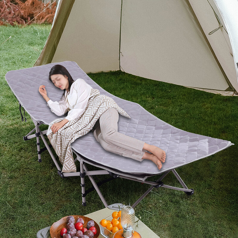 Lit de camping pliant pour adultes, coussins de couchage de randonnée portables, lit d'extérieur, lit de couchage de bureau rapide