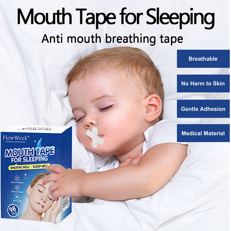 เทปพันปากเพื่อการนอนระหว่างสัปดาห์เพื่อให้นอนหลับแถบปิดปากมีกาวป้องกันการนอนกรนช่วยเพิ่มการนอนกรน