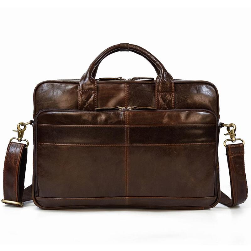 حقيبة جلدية أصلية للرجال ، حقيبة كتف للرجال ، حقيبة لابتوب للعمل ، حقيبة كمبيوتر شخصي ، 14 بوصة ،