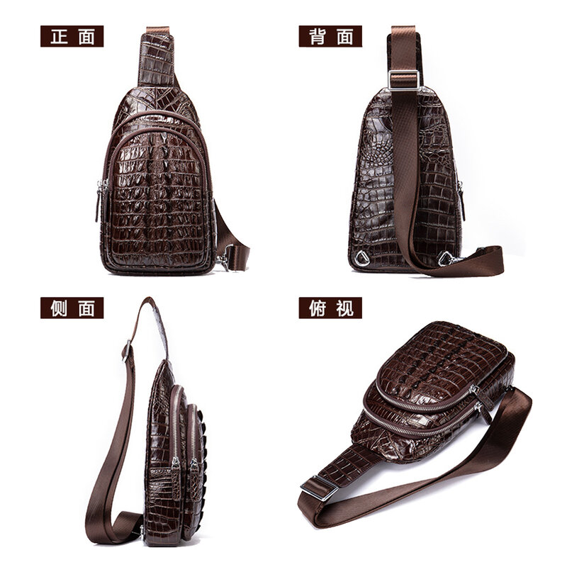 Męskie torba na klatkę piersiowa krokodyla wzór płetwy ogonowej wielofunkcyjne torba na ramię Crossbody