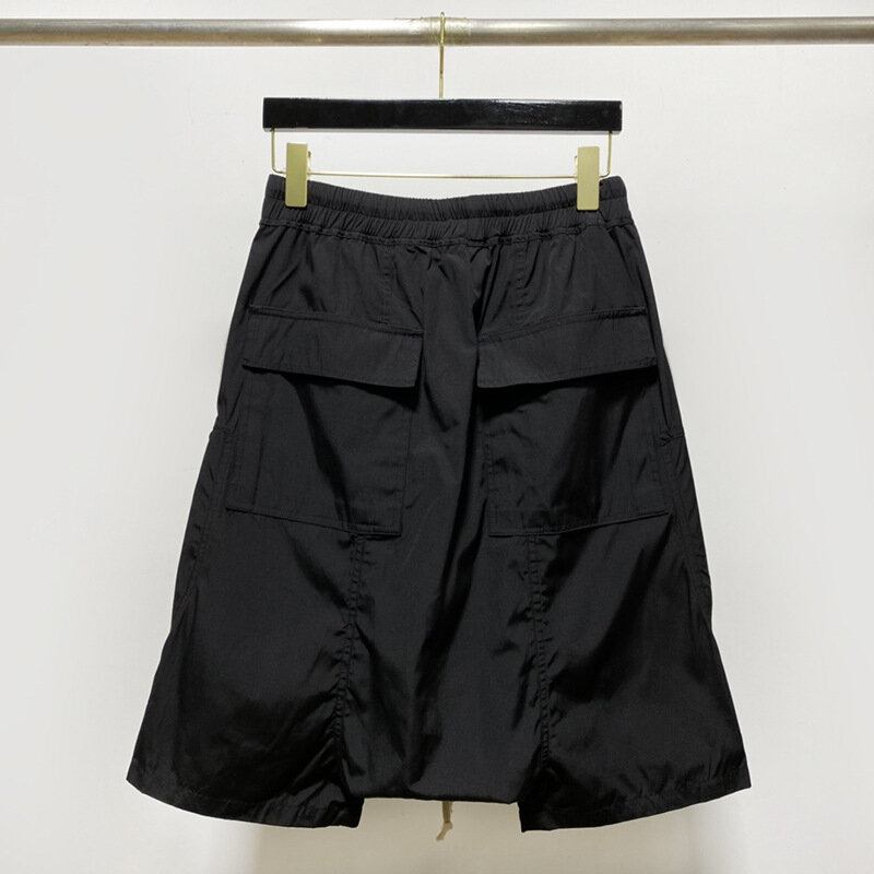 High Street Rick Shorts para homens e mulheres, calças, comprimento do joelho, algodão, monocromático, techwear, roupas