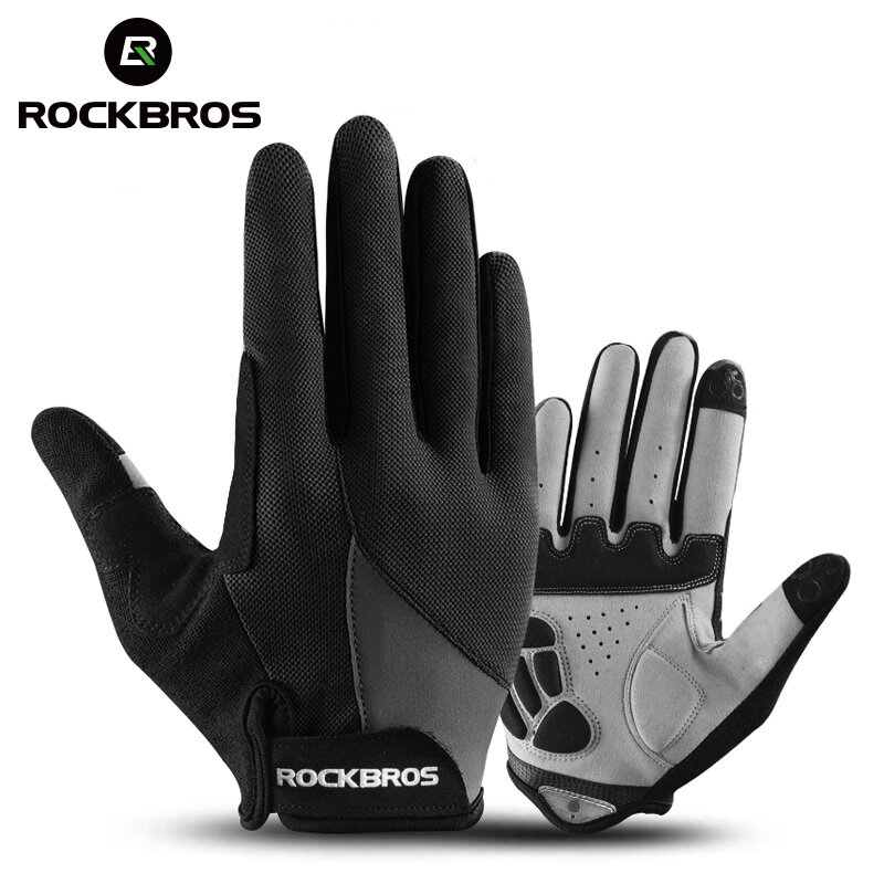 ROCKBROS Luvas De Ciclismo De Dedo Longo, Almofada De Esponja, Motocicleta, Bicicleta, Mountain Bike, Tela De Toque, MTB