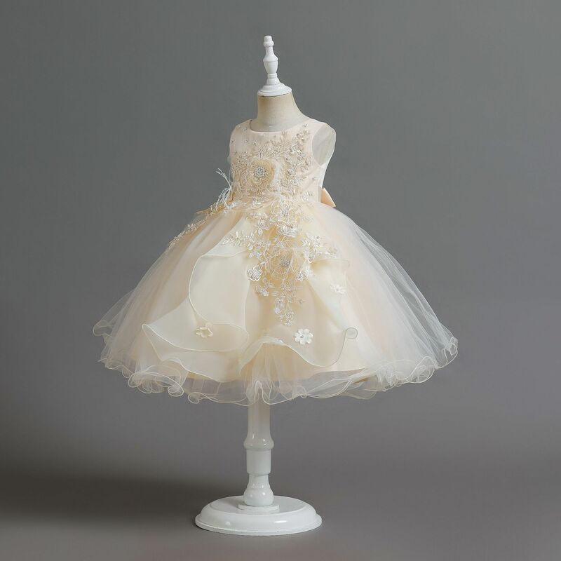 Vestido de princesa para niños, vestido de boda de primer cumpleaños para niña, vestido de noche para niña, vestido de niña de flores