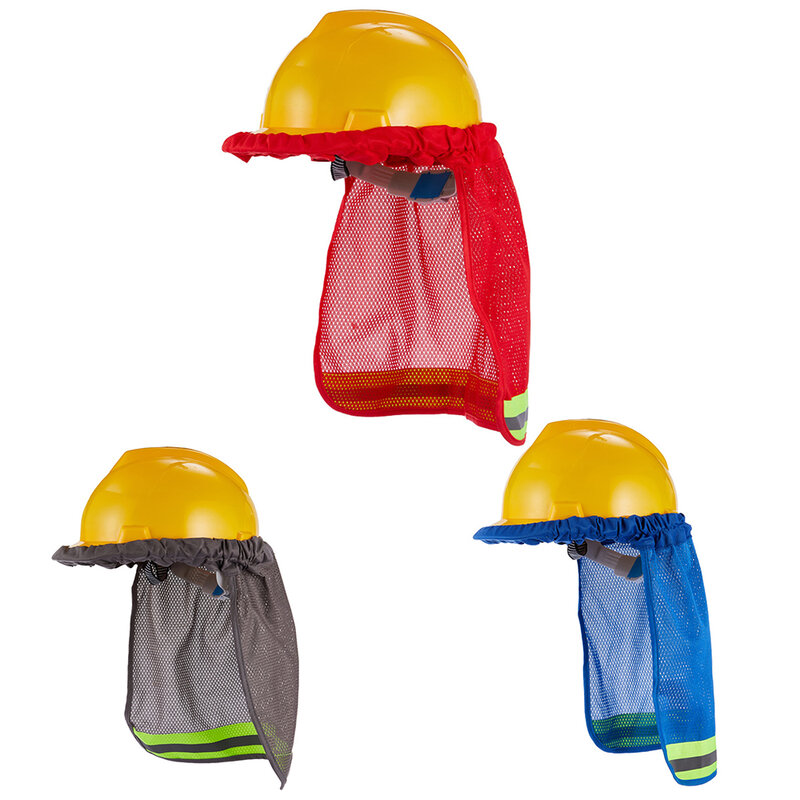 Verão Sun Shade Segurança Hard Hat, Pescoço Escudo Capacetes, Faixa Reflectiva, Malha Útil, Cap Cover para Trabalhadores da Construção Civil