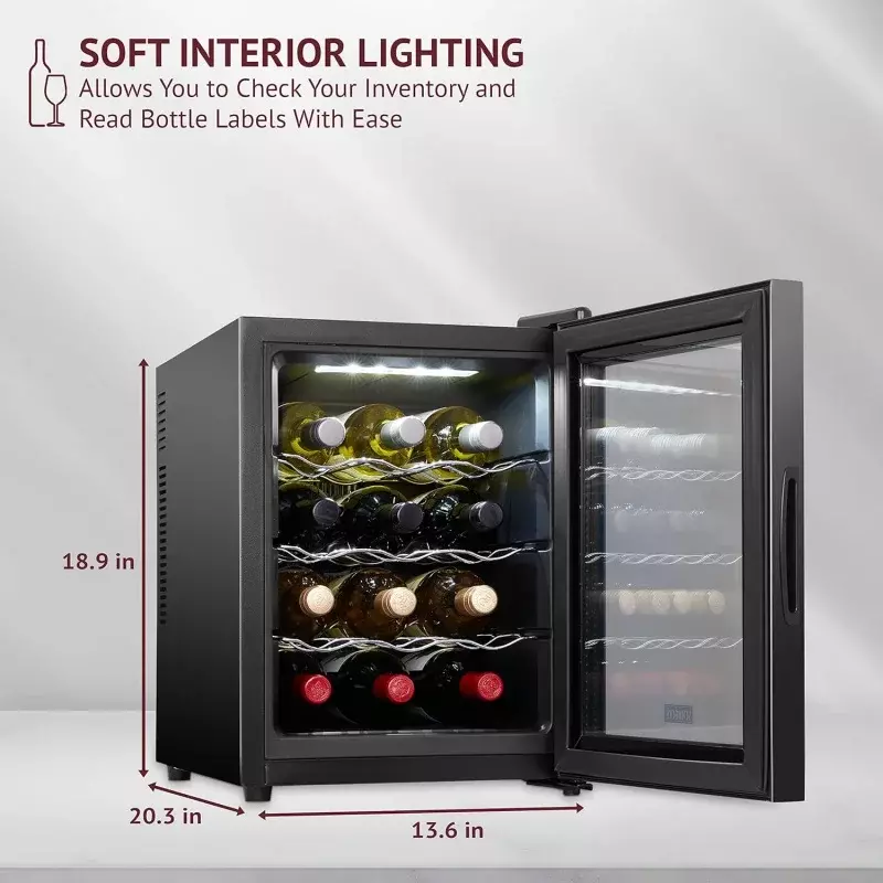 Schmécké 12 Bottle Red And White Wine Thermoelectric Wine Cooler/Chiller Counter Top Wine Cellar with Digital Temperature Displa