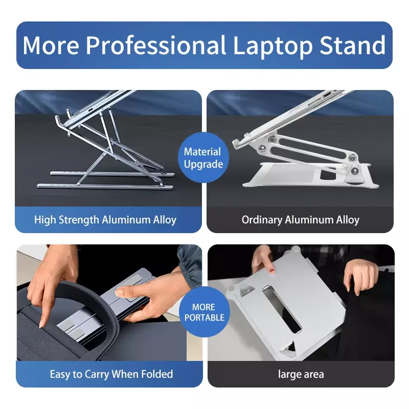 CMASO-Suporte de alumínio ajustável Laptop, Macbook Tablet Stand, Notebook Stand, Cooling Pad, Dobrável Laptop Holder, Novo, N8