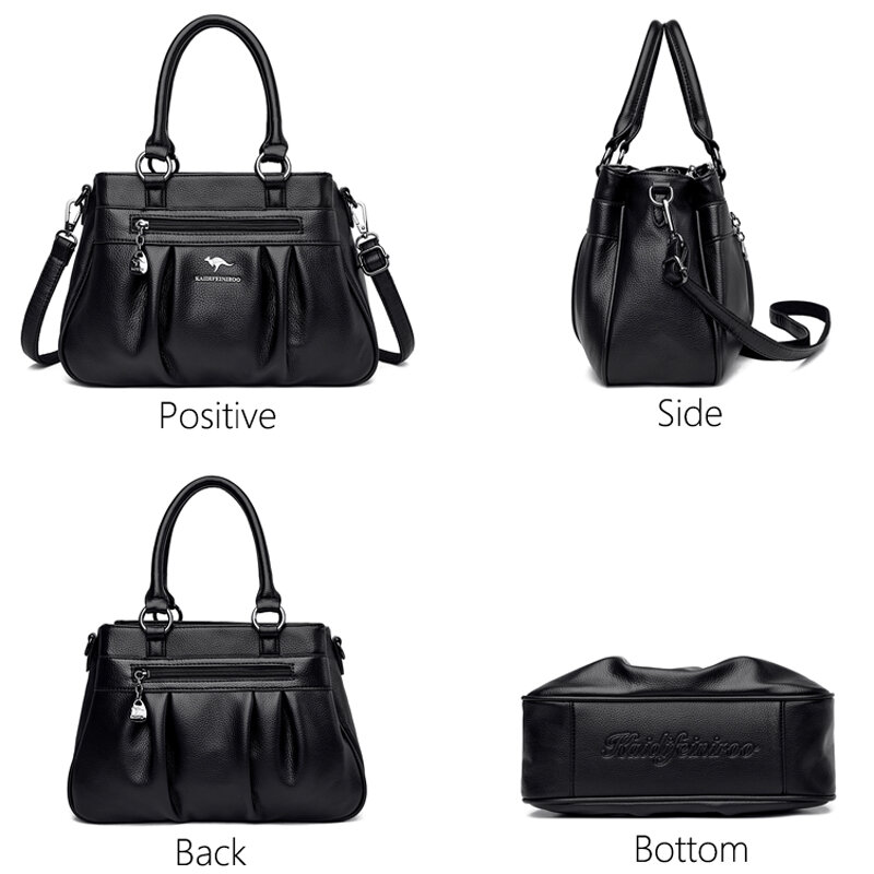 Bolsas de couro vintage para mulheres, bolsas de ombro com alça superior 3 camadas sacola de grande capacidade bolsas de grife de luxo