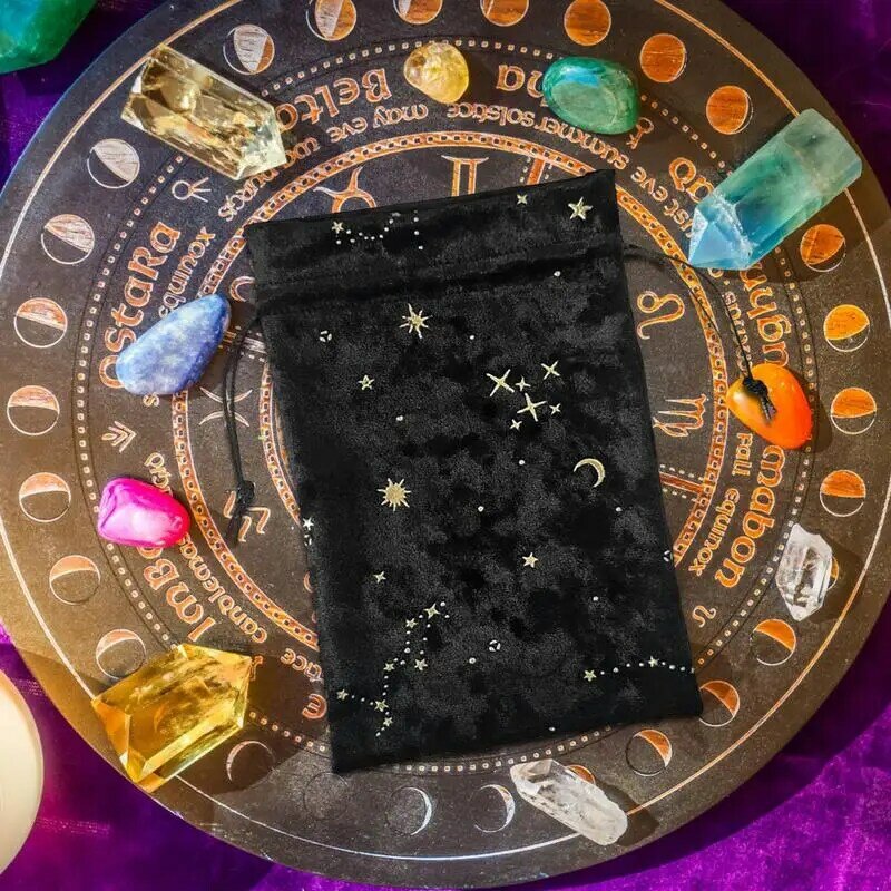 Bolsa de terciopelo con cordón para Tarot, bolsa de runas para naipes, monedas, cosméticos, tarjetas comerciales, dados gruesos y reutilizables
