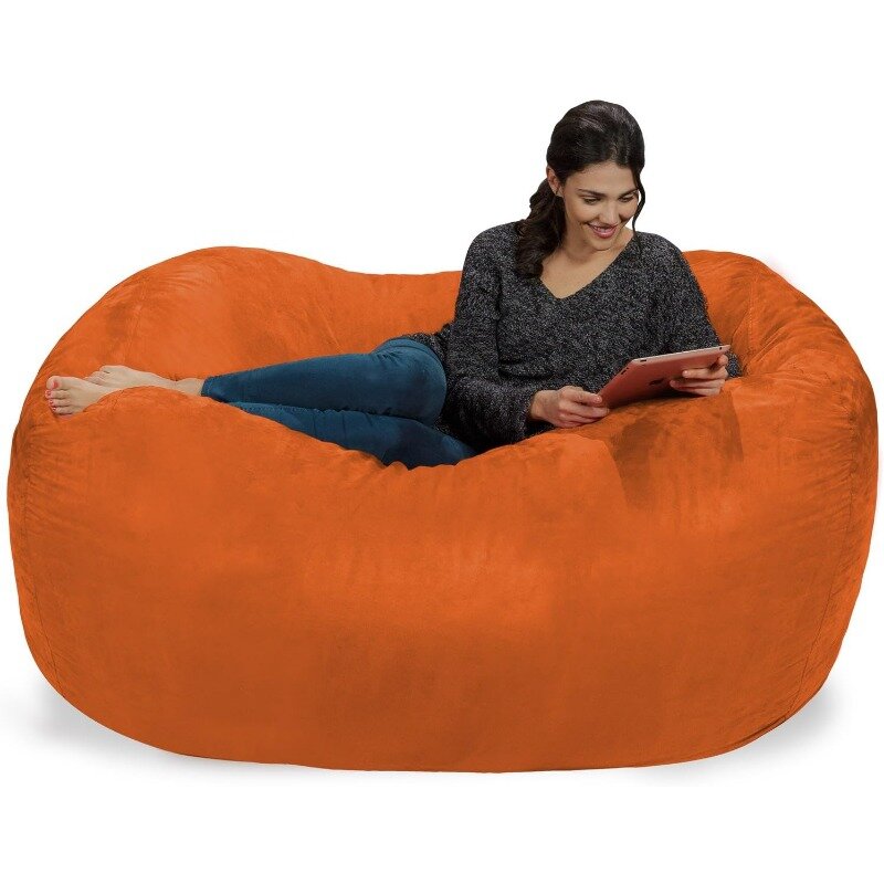 냉각 자루 콩 가방 의자: 거대한 6 인치 메모리 폼 가구 가방 및 대형 안락 의자-부드러운 마이크로 섬유 커버, 큰 소파-오렌지