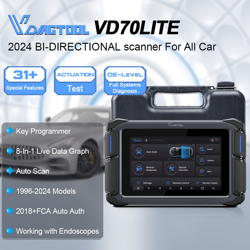 Newest VDIAGTOOL VD70 LITE Automotive Tools OE Full System Diagnostic Scanner Active test / CAN FD & DoIP/  IMMO 31+ Resets