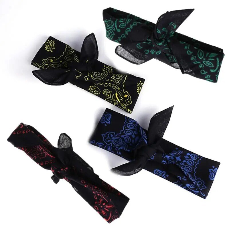 Hip Hop coton multi-usages Bandana carré écharpe Double face Paisley imprimé bandeau enveloppement mouchoir pour femmes hommes